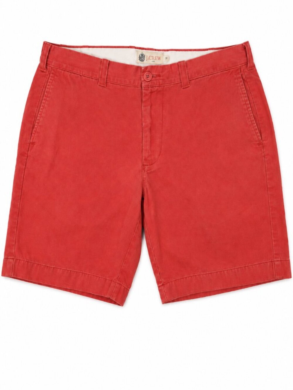 J.Crew Chino Shorts Coral Red Cotton Size 33 Classic Preppy Summer Casual
